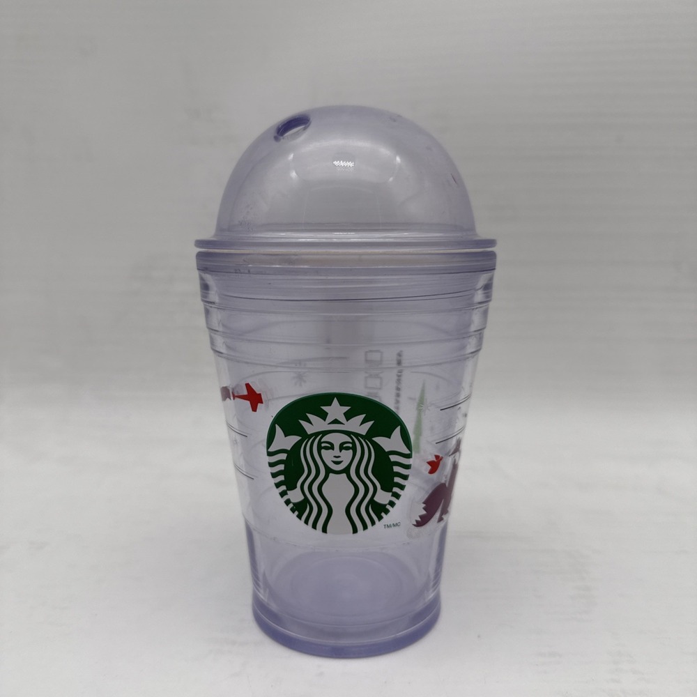 Starbucks Coffee 2011 Holiday Winter Cold Cup Tumbler Frappe 12oz Fox Airplane